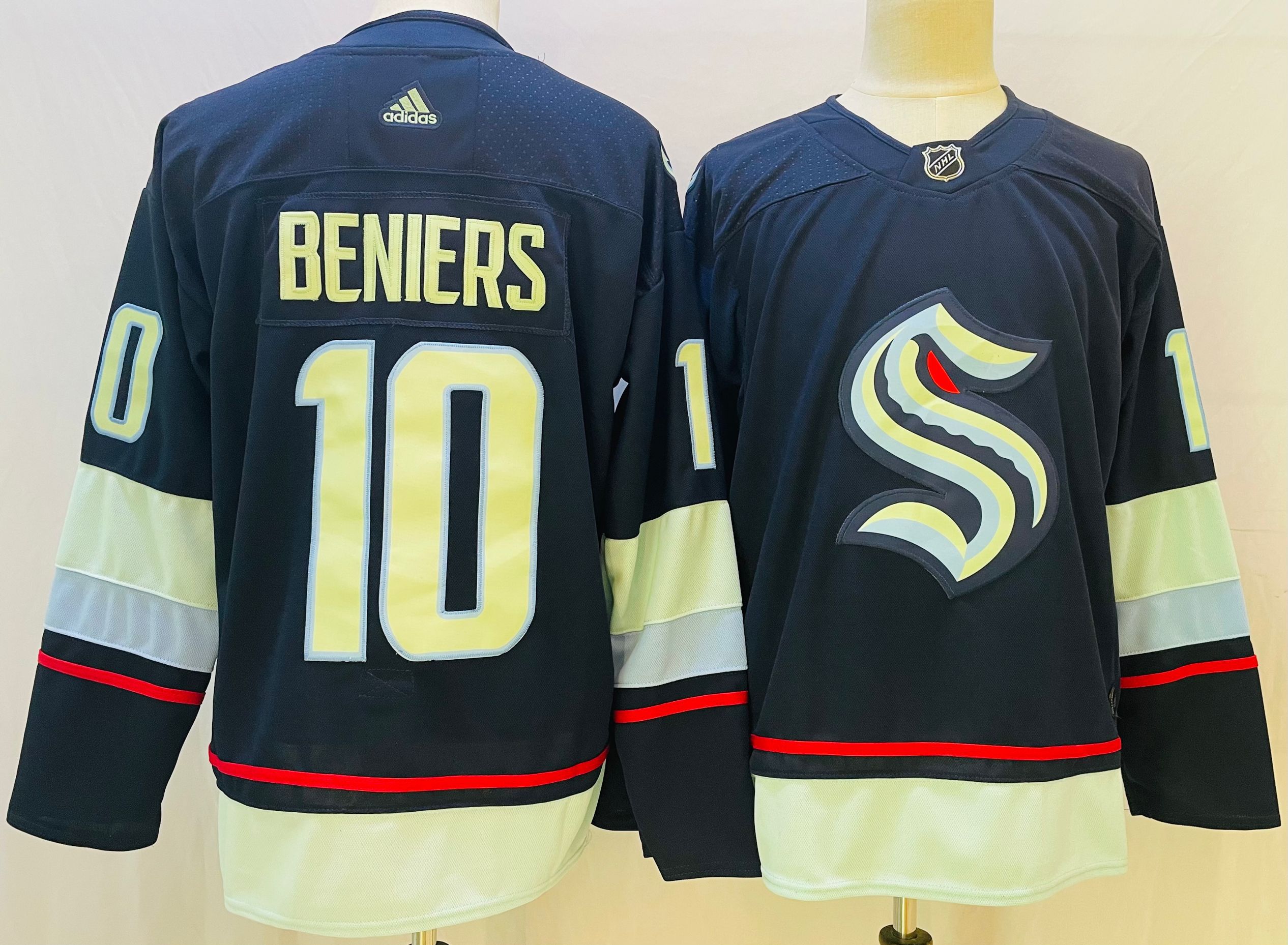 Men Seattle Kraken #10 Beniers Blue Throwback 2022 Adidas NHL Jersey->more nhl jerseys->NHL Jersey